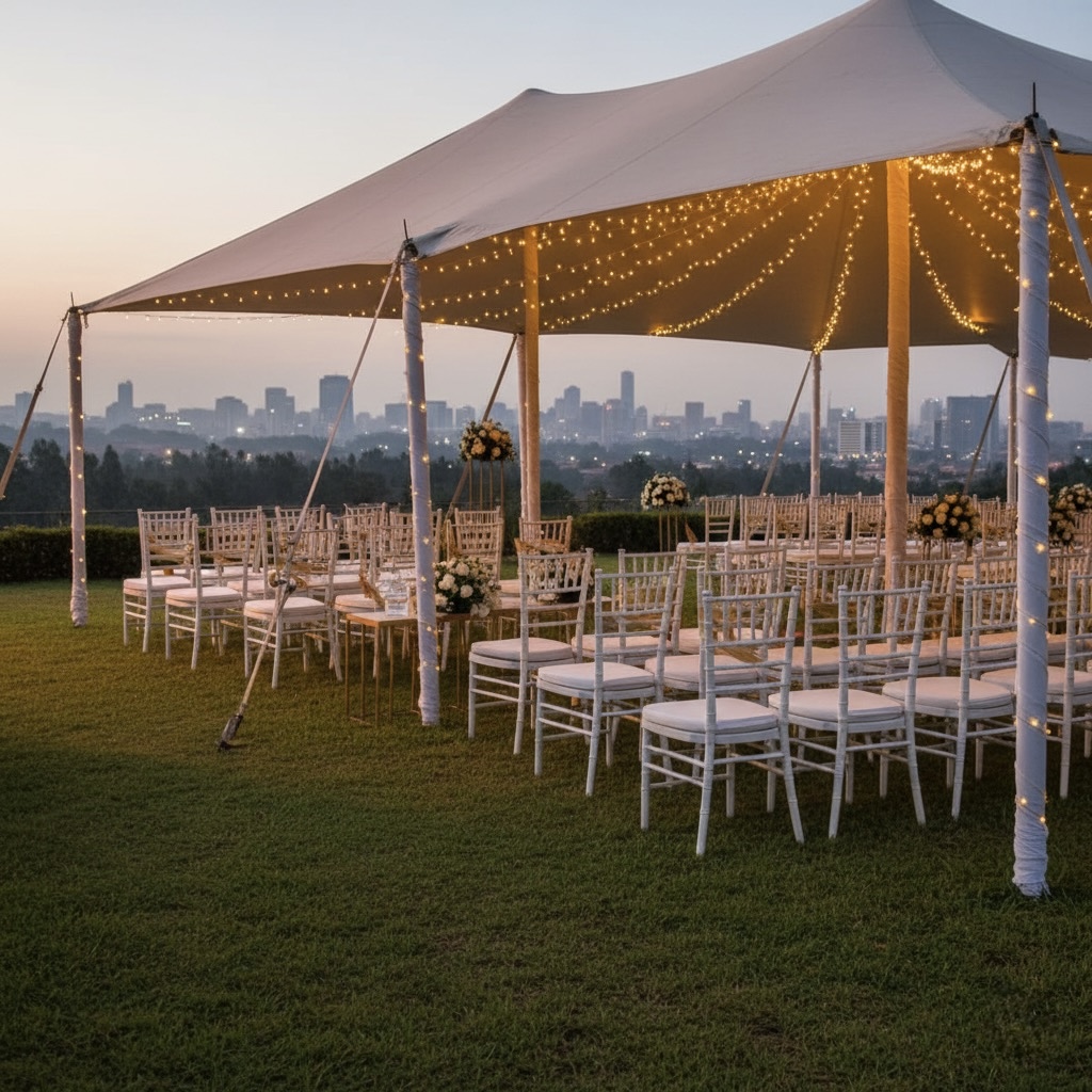 Shelter Sky stretch tents with lounge pods in Nairobi.